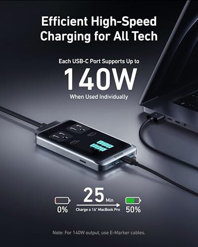 Anker Prime Zaryadlash Stantsiyasi, 240 Vt Max 8 ta USB C Quvvat Simi Anker Prime 9,600 mAh 65 Vt Power Bank bilan - 4