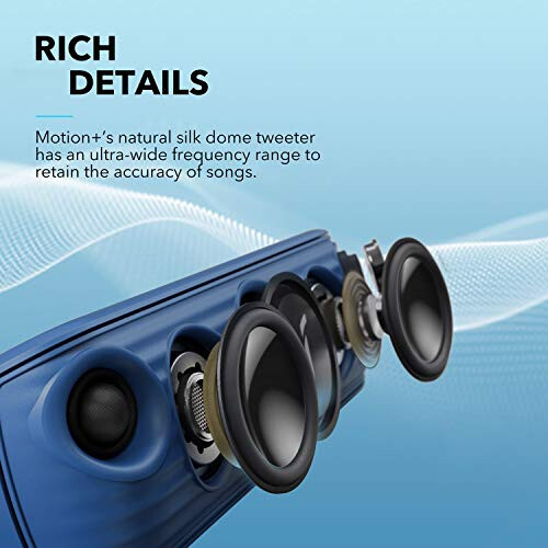 Anker Soundcore Motion+ Bluetooth Speaker with Hi-Res 30W Audio, Extended Bass and Treble, Wireless HiFi Portable Speaker with App, Customizable EQ, 12-Hour Playtime, IPX7 Waterproof, and USB-C, Blue - 3