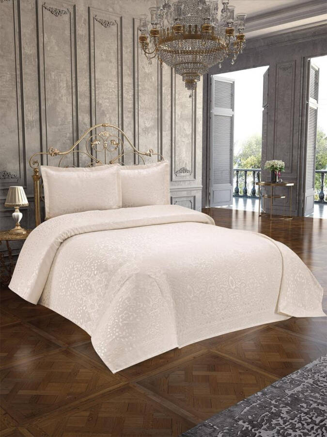 Anna Karina 3 Piece Double Bedspread Royal Ecru - 2