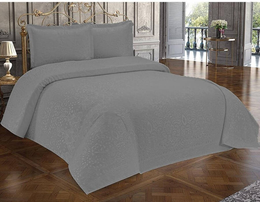 Anna Karina 3 Piece Double Bedspread Royal Grey - 3