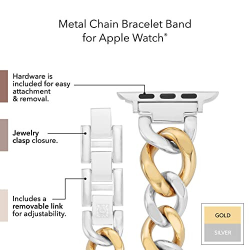 Anne Klein Moda Zincir Bileklik Apple Watch için, Güvenli, Ayarlanabilir, Apple Watch Değiştirme Kayışı, Çoğu Bileğe Uyar - 5