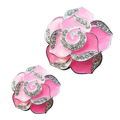 Anneome Pair Flower Air Vent Decorations Crystal Decor Decorations for Air Vent Decoration Flowers Cute Car Air Car Interior Air Freshener Holder Car Accessories Pink Fashion Perfume Clip - 1