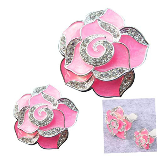 Anneome Pair Flower Air Vent Decorations Crystal Decor Decorations for Air Vent Decoration Flowers Cute Car Air Car Interior Air Freshener Holder Car Accessories Pink Fashion Perfume Clip - 4