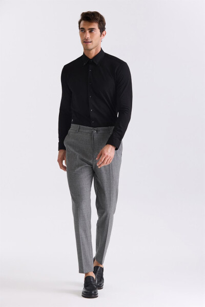 Anthracite Comfort Fit Elastic Waist Wool Trousers - 6