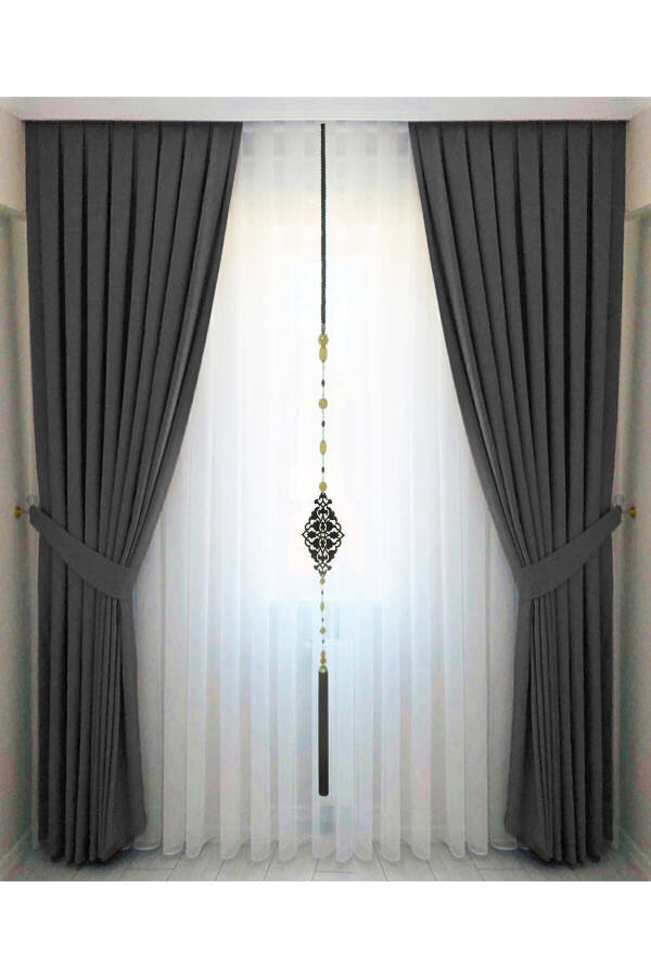 Anthracite Grey Pleated Velvet Blackout Curtain High Quality Single Panel - 5