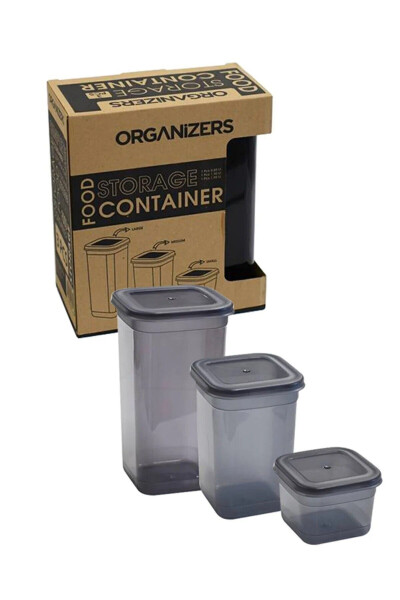 Anthracite Organizer 3 Size Storage Container Set Leakproof Lid 3-Piece Set (0.60 Lt +1.30 Lt +1.90 Lt) - 8