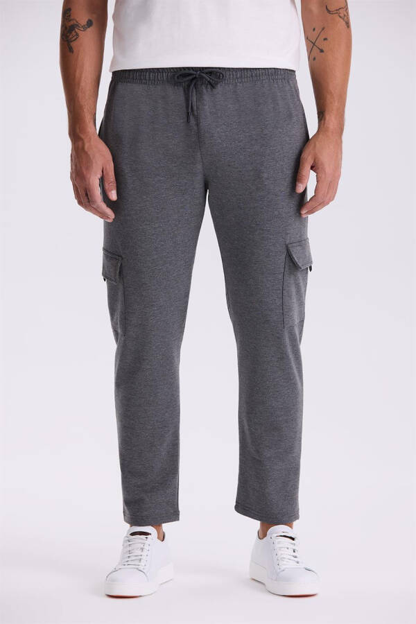 Anthracite Slim Fit Pocket Cotton Lycra Sweatpants - 1