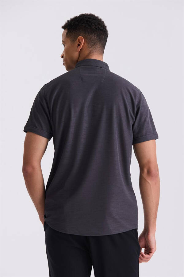 Anthracite Slim Fit Shirt Collar Buttoned T-Shirt - 8