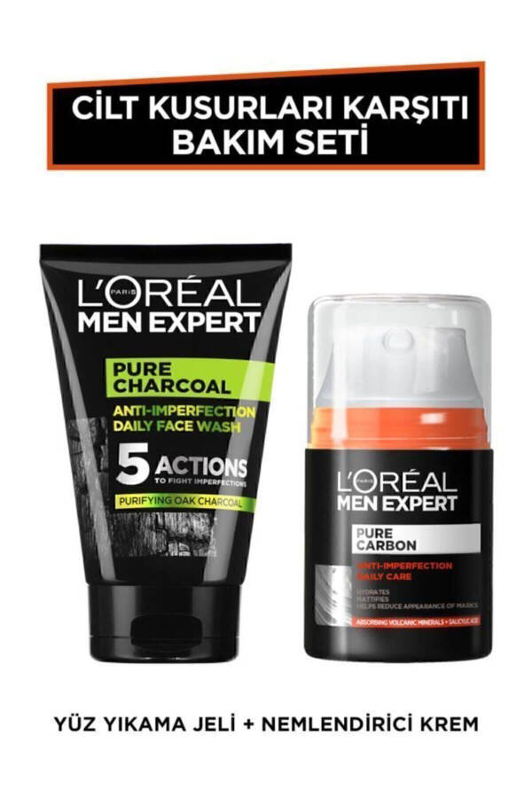 Anti-Imperfection Men's Skincare Set - Facial Wash Gel 100ml + Daily Moisturizing Cream 50ml - 6