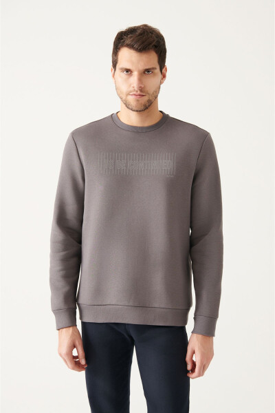 Antrasit Bisiklet Yaka Polarlı Sweatshirt - 1