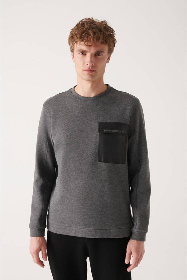 Antrasit Bisiklet Yaka Sweatshirt - 1