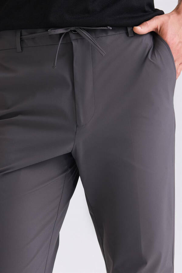 Antrasit Comfort Fit Beli Lastikli Spor Pantolon - 3