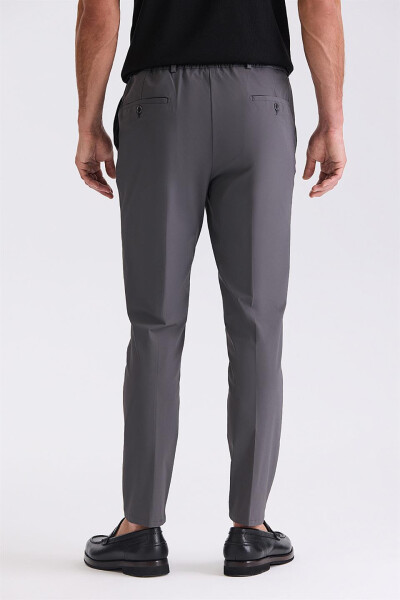 Antrasit Comfort Fit Beli Lastikli Spor Pantolon - 4