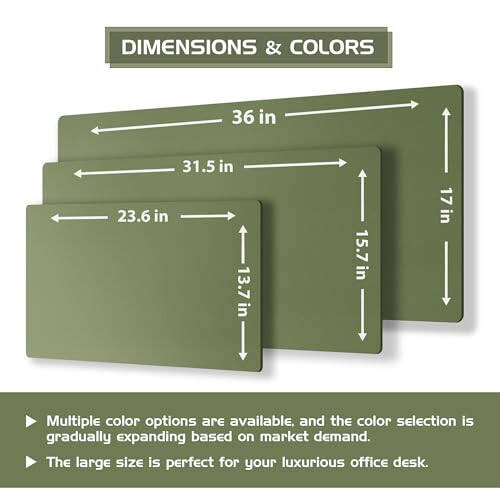 Aothia Dual-Sided Desk Pad - Leather Desk Mat, Natural Cork Desk Pad Protector, Large Mouse Pad for Desk, Waterproof Desk Blotter Pad, Desk Writing Pad for Office Work/Home, Olive Green (23.6