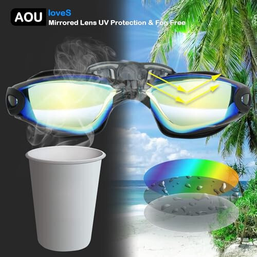 Aouloves Swim Goggles,Anti Fog No Leaking Clear Vision Water Pool Swimming Goggles for Adult Men Women Youth - 4