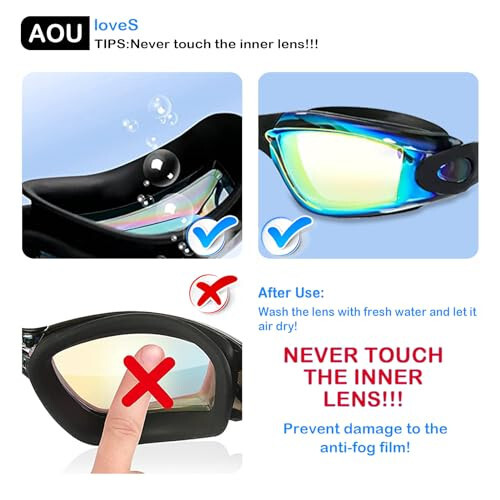 Aouloves Swim Goggles,Anti Fog No Leaking Clear Vision Water Pool Swimming Goggles for Adult Men Women Youth - 5