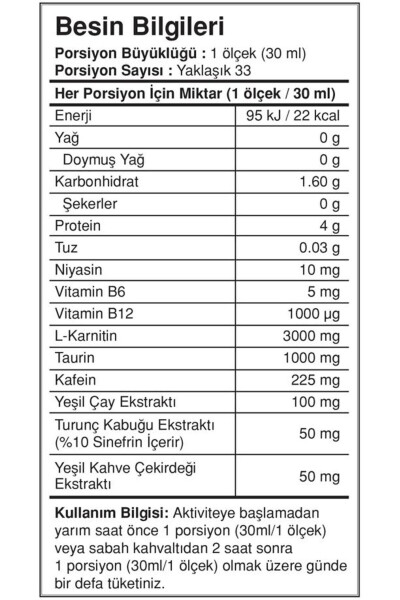 Apelsin ta'mli Thermo Nator L Karnitin 1000 ml 3000mg L Karnitin - 4