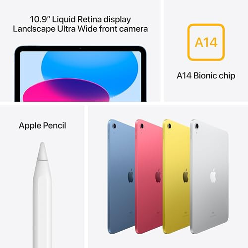 Apple iPad (10-avlod): A14 Bionic chip, 10.9 dyuymli Liquid Retina displey, 64GB, Wi-Fi 6, 12MP oldingi/12MP orqa kamera, Touch ID, kun bo'yi batareya quvvati - Pushti - 3