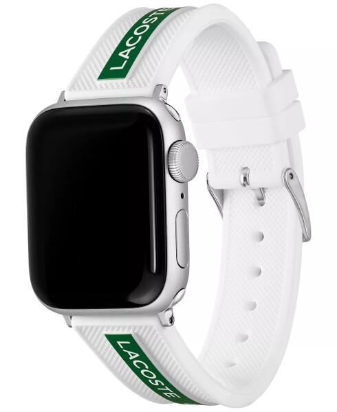 Apple Watch® 38mm/40mm Beyaz İçin Beyaz ve Yeşil Silikon Kordon - 2