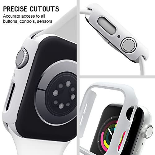 Apple Watch 44mm Serisi 6, Serisi 5, Serisi 4 / SE için Uyumlu 3'lü Paket Kasa, Sert PC Tampon Kasa Koruyucu Kapak Çerçeve [Ekran Filmi Yok] iWatch Aksesuarları için Uyumlu 44mm, Yıldız Işığı/Beyaz/Şeffaf - 2