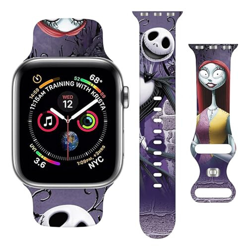 Apple Watch Band 38mm 40mm 41mm 42mm 44mm 45mm 49mm ile Uyumlu Tatil Kayışı, iWatch Ultra Serisi 9 8 7 6 5 4 3 2 1 SE için Ayarlanabilir Değiştirilebilir Yumuşak Silikon Karikatür Spor Bileklikler - 1