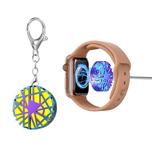 Apple Watch İçin Yükseltilmiş Manyetik Saat Şarj Cihazı, Kuş Yuvası Tasarımına Sahip Çok Renkli LED, Çift Portlu USB C iWatch Apple Watch Taşınabilir Şarj Cihazı Serisi 9/8/7/Ultra/SE/6/5/4/3/2/1 (Gökkuşağı) - 1