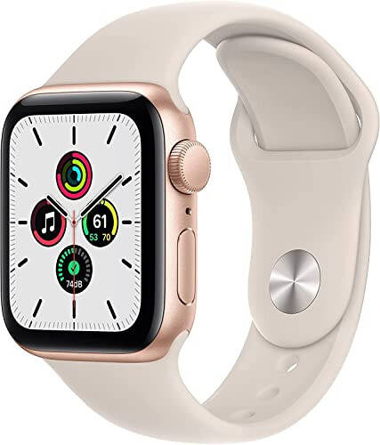 Apple Watch SE (GPS, 40 mm) - Oltin Alyuminiy Korpus va Starlight Sport Bant - Oddiy (Yangilangan) - 4