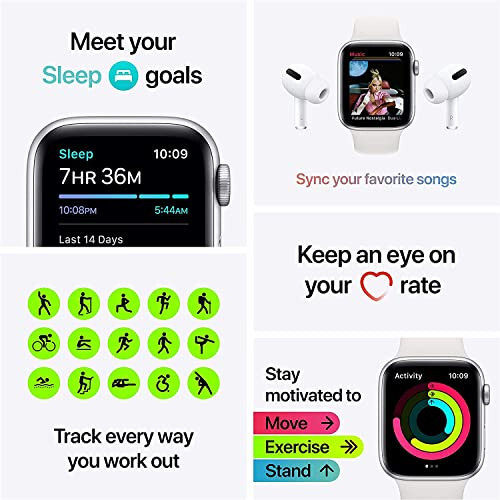 Apple Watch SE (GPS, 40 mm) - Oltin Alyuminiy Korpus va Starlight Sport Bant - Oddiy (Yangilangan) - 8