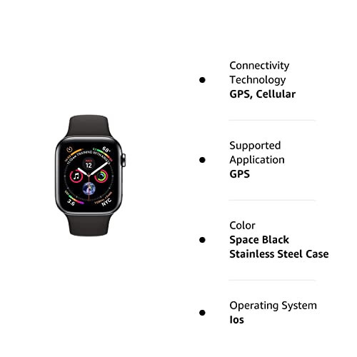 Apple Watch Series 4 (GPS + Hücresel, 44MM) - Uzay Siyahı Paslanmaz Çelik Kasa Siyah Spor Bantlı (Yenilenmiş) - 12