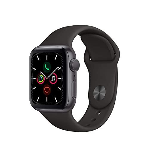 Apple Watch Series 5 (GPS, 44MM) - Space Gray Aluminum Case with Black Sport Band (Renewed) - 1