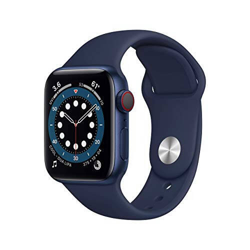 Apple Watch Series 6 (GPS + Cellular, 40mm) - Blue Aluminum Case with Deep Navy Sport Band (Renewed) - 6