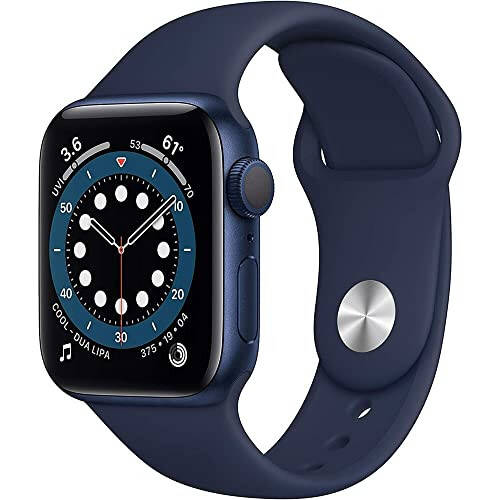 Apple Watch Series 6 (GPS + Hücresel, 40mm) - Mavi Alüminyum Kasa ile Koyu Mavi Spor Bant (Yenilenmiş) - 1