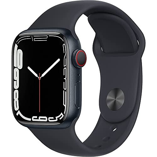 Apple Watch Series 7 (GPS + Cellular, 41 mm) Midnight Aluminum korpusli Midnight Sport Bandli, Oddiy (Yangilangan) - 1