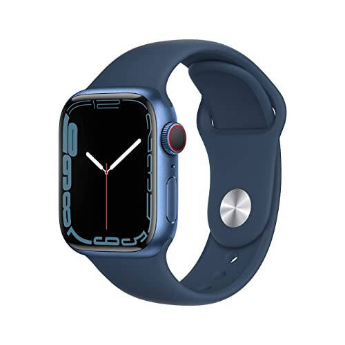 Apple Watch Series 7 (GPS + Cellular, 41MM) - Синий алюминиевый корпус с синим спортивным ремешком Abyss Blue (Обновленный Премиум) - 1