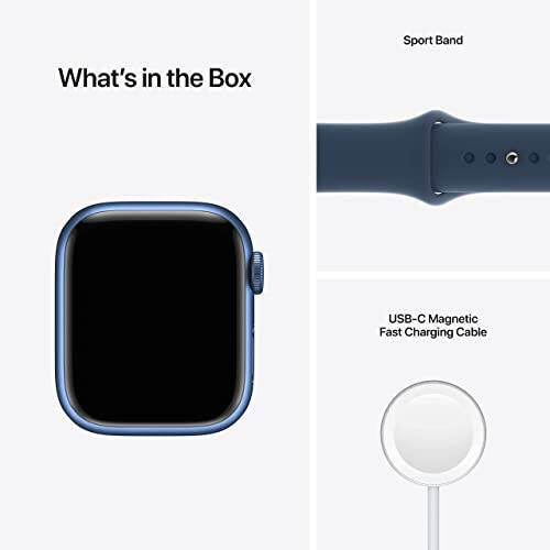 Apple Watch Series 7 (GPS + Cellular, 41MM) - Синий алюминиевый корпус с синим спортивным ремешком Abyss Blue (Обновленный Премиум) - 5