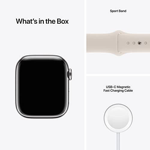 Apple Watch Series 7 (GPS + Hücresel, 41MM) Gümüş Paslanmaz Çelik Kasa ile Yıldız Işığı Spor Bant (Yenilenmiş) - 7