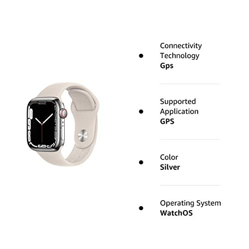 Apple Watch Series 7 (GPS + Hücresel, 41MM) Gümüş Paslanmaz Çelik Kasa ile Yıldız Işığı Spor Bant (Yenilenmiş) - 9