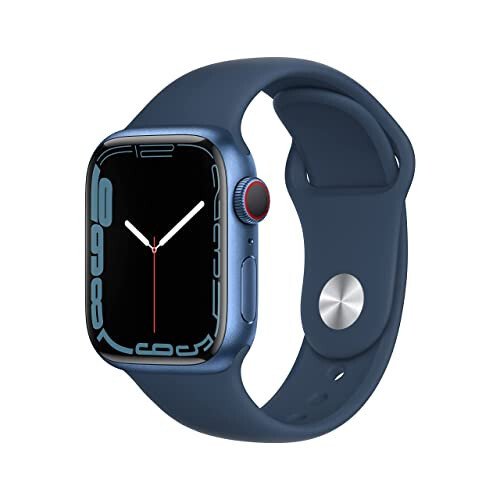 Apple Watch Series 7 (GPS + Hücresel, 41MM) - Mavi Alüminyum Kasa ile Derin Mavi Spor Bant (Yenilenmiş Premium) - 1