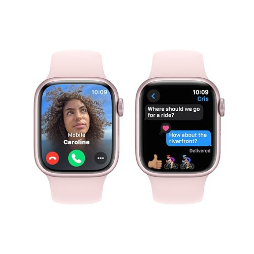 Apple Watch Series 9 [GPS 41 мм] Умные часы с розовым алюминиевым корпусом и светло-розовым спортивным ремешком S/M. Фитнес-трекер, приложения ЭКГ, всегда включенный дисплей Retina, водонепроницаемый (MR933LW/A) - 4