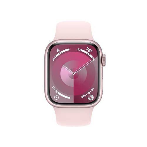 Apple Watch Series 9 [GPS 41mm] Pembe Alüminyum Kasa ve Açık Pembe Spor Bant S/M ile Akıllı Saat. Fitness İzleyici, EKG Uygulamaları, Her Zaman Açık Retina Ekran, Suya Dayanıklı (MR933LW/A) - 2