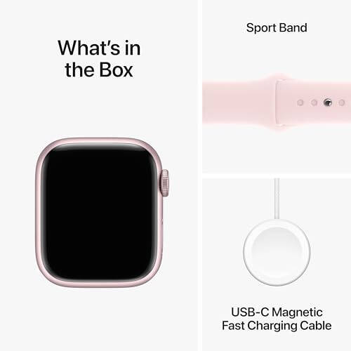 Apple Watch Series 9 [GPS 41mm] Pembe Alüminyum Kasa ve Açık Pembe Spor Bant S/M ile Akıllı Saat. Fitness İzleyici, EKG Uygulamaları, Her Zaman Açık Retina Ekran, Suya Dayanıklı (MR933LW/A) - 6