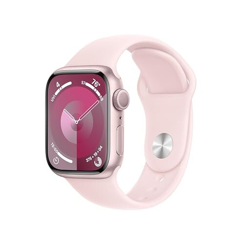 Apple Watch Series 9 [GPS 41mm] Smartwatch with Pink Aluminum Case with Light Pink Sport Band S/M. Fitness Tracker, ECG Apps, Always-On Retina Display, Water Resistant (MR933LW/A) - 1