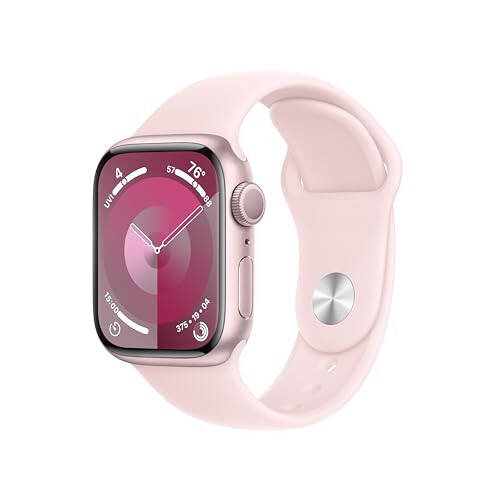 Apple Watch Series 9 [GPS 41mm] Smartwatch with Pink Aluminum Case with Light Pink Sport Band S/M. Fitness Tracker, ECG Apps, Always-On Retina Display, Water Resistant (MR933LW/A) - 1