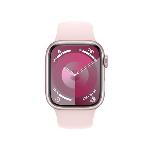 Apple Watch Series 9 [GPS 41mm] Smartwatch with Pink Aluminum Case with Light Pink Sport Band S/M. Fitness Tracker, ECG Apps, Always-On Retina Display, Water Resistant (MR933LW/A) - 2