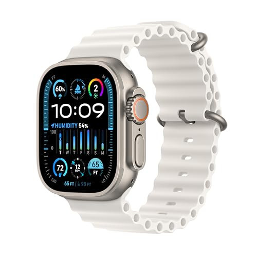 Apple Watch Ultra 2 [GPS + Hücresel 49mm] Sağlam Titanyum Kasa ve Beyaz Okyanus Bantlı Akıllı Saat. Fitness İzleyici, Hassas GPS, Eylem Düğmesi, Ekstra Uzun Pil Ömrü, Parlak Retina Ekran - 1