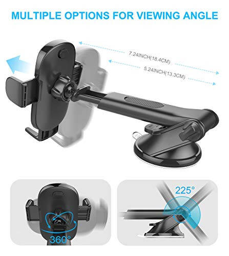 APPS2Car Avtomobil Telefon Ustichi, Dasht/Shamol oynasi/Mobil Telefon Ustichi, iPhone, Samsung, Barcha Mobil Telefonlar Uchun Mos, Qora - 6