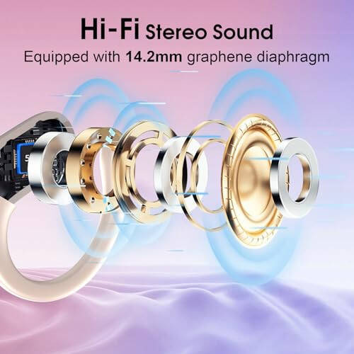 Aptkdoe Wireless Earbuds 75hrs Bluetooth 5.3 Headphone Sport, 2024 Bluetooth Earbuds Stereo Deep Bass Over Ear Bud with Earhooks, ENC Noise Cancelling Mic, IPX7 Waterproof Earphone Rose Gold - 16