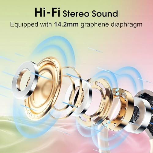 Aptkdoe Wireless Earbuds 75hrs Bluetooth 5.3 Headphone Sport, 2024 Bluetooth Earbuds Stereo Deep Bass Over Ear Bud with Earhooks, ENC Noise Cancelling Mic, IPX7 Waterproof Earphone Rose Gold - 4