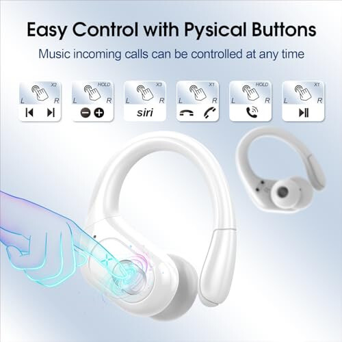 Aptkdoe Wireless Earbuds 75hrs Bluetooth 5.3 Headphone Sport, 2024 Bluetooth Earbuds Stereo Deep Bass Over Ear Bud with Earhooks, ENC Noise Cancelling Mic, IPX7 Waterproof Earphone White - 9