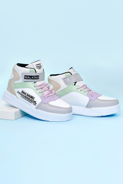 Aqua Green-Lilac Unisex High Top Basketball Shoes - 3